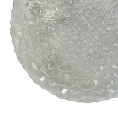 Vintage Midcentury Ice Crystal Textured Flush Mount, RZB Leuchten Germany 1980s