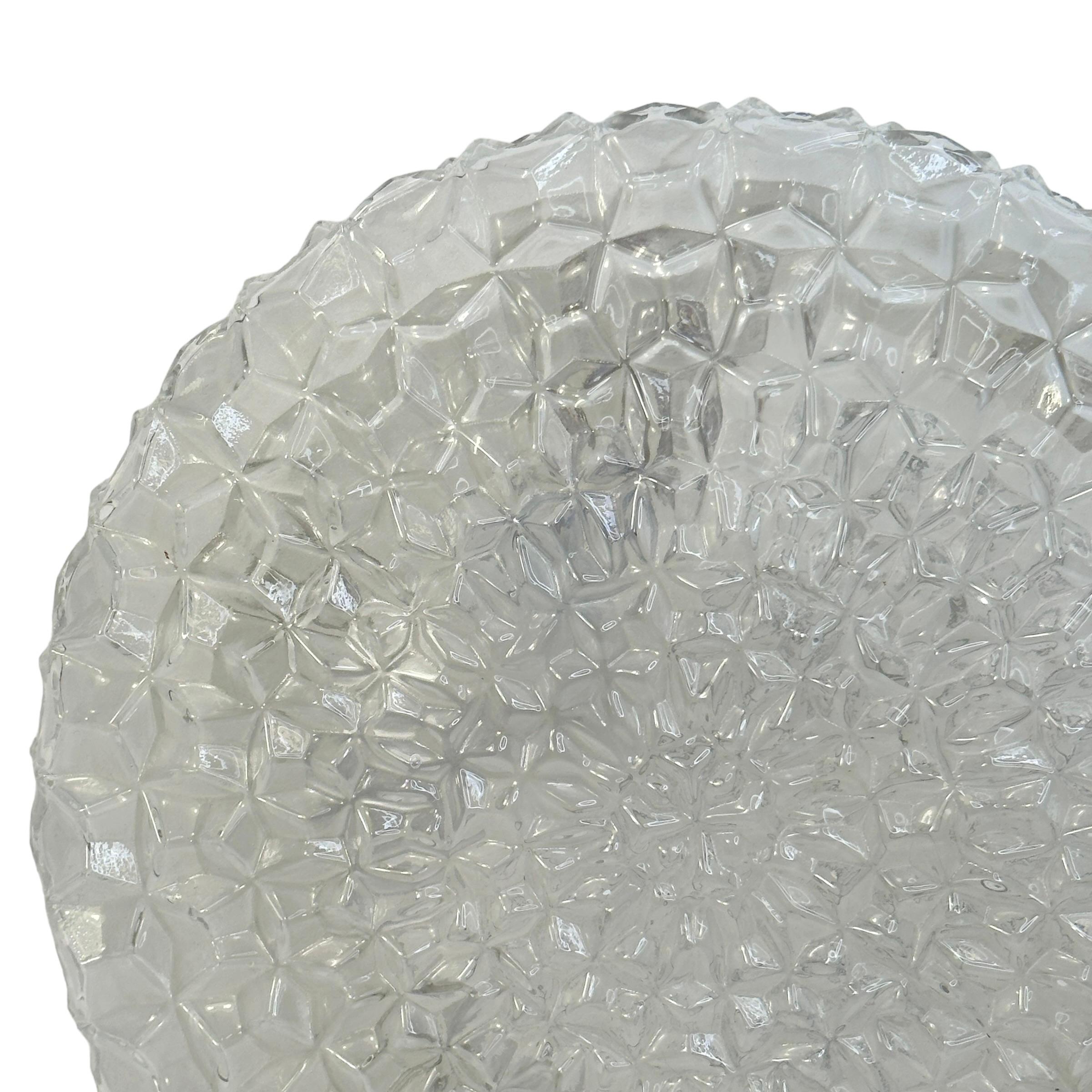 Late 20th Century Vintage Midcentury Ice Crystal Textured Flush Mount, RZB Leuchten Germany 1980s For Sale