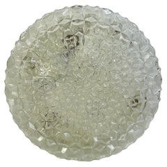 Retro Midcentury Ice Crystal Textured Flush Mount, RZB Leuchten Germany 1980s