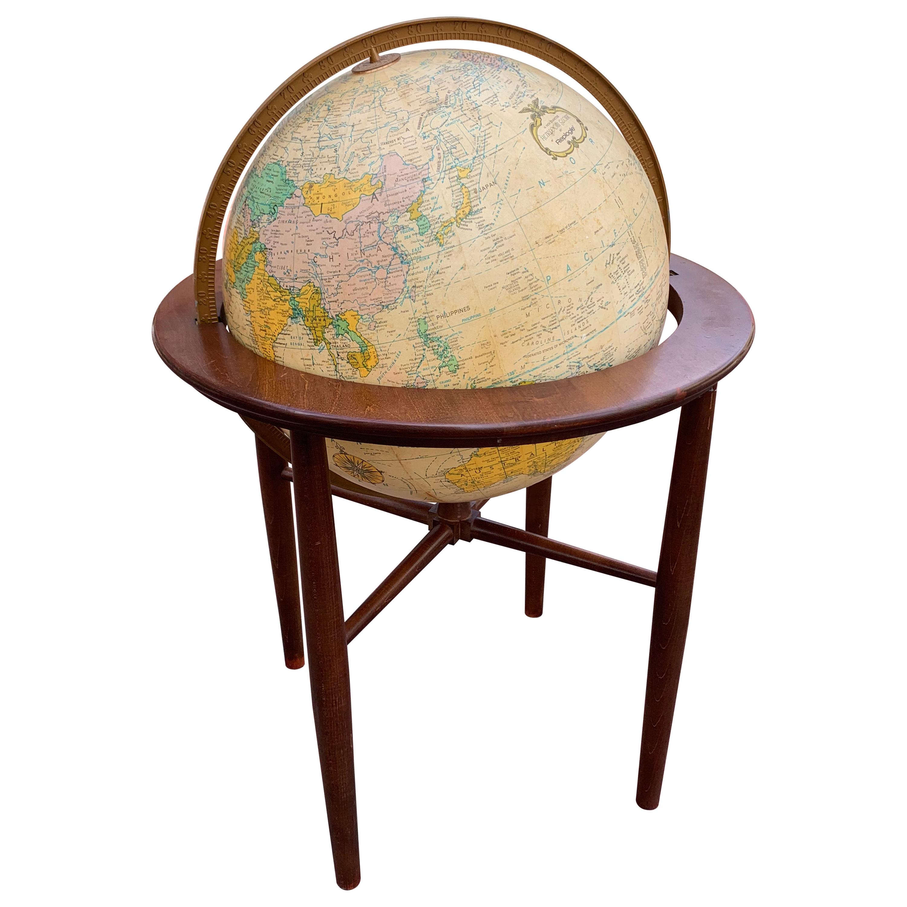 Vintage Midcentury Illuminated Floor Globe by Replogle Globes Inc