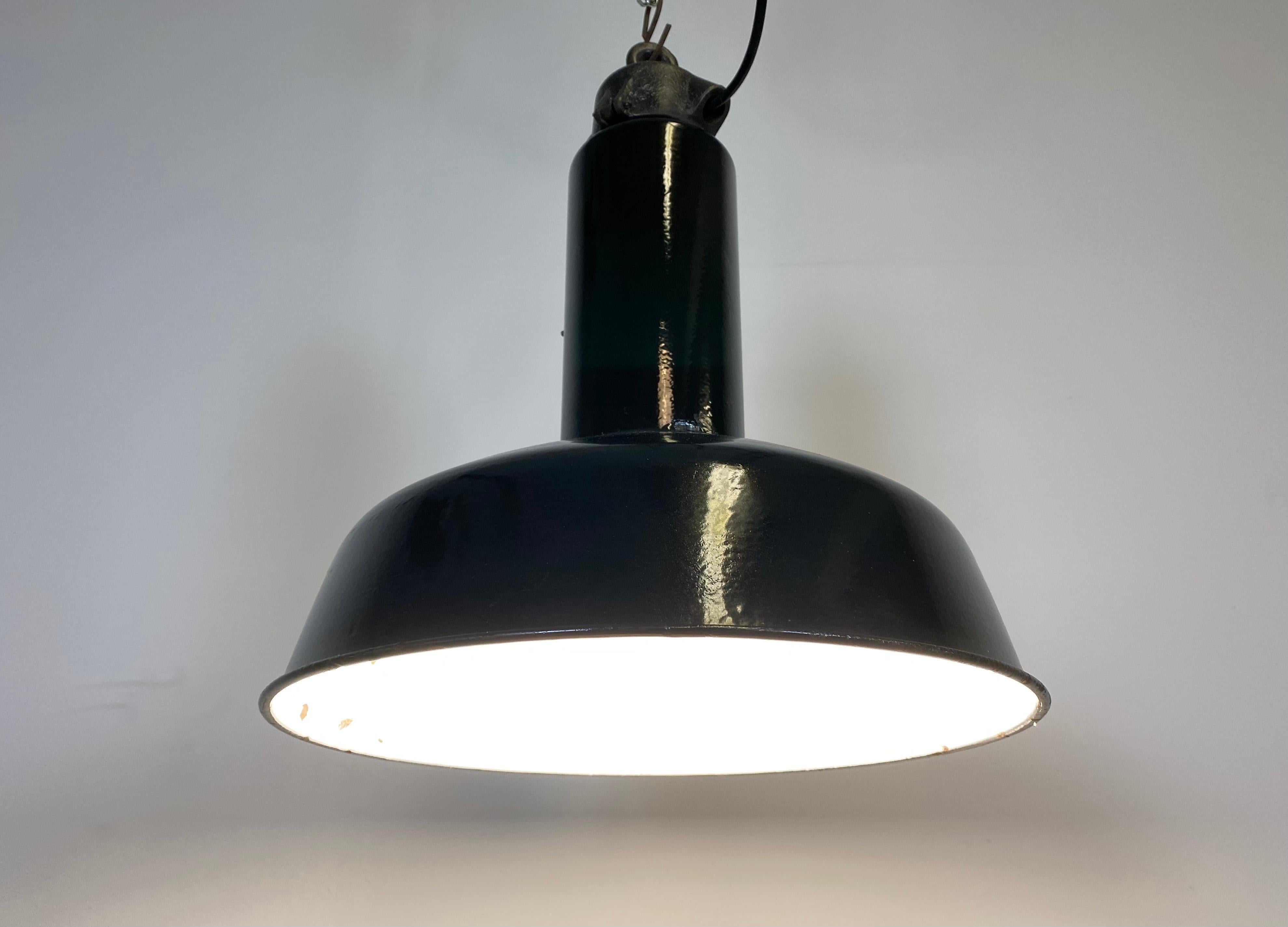 Vintage Midcentury Industrial Black Enamel Factory Lamp, 1950s 3