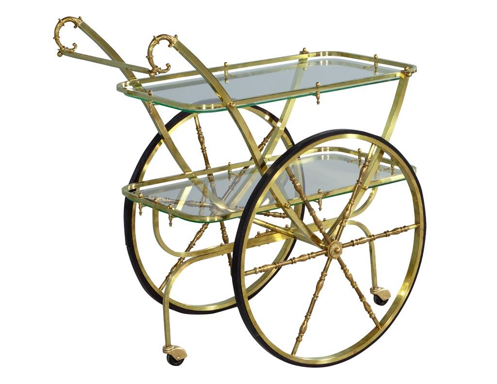 Vintage Midcentury Italian Brass Bar Cart (Moderne der Mitte des Jahrhunderts)