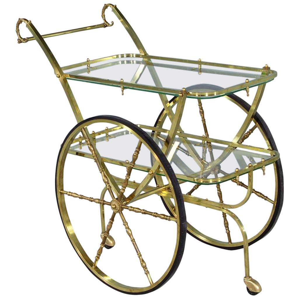 Vintage Midcentury Italian Brass Bar Cart