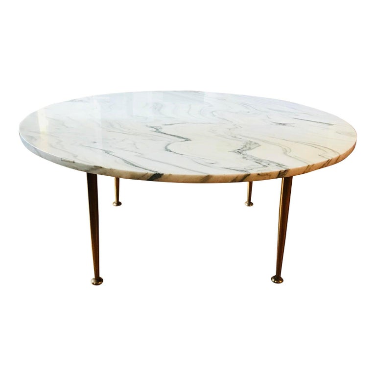 Vintage Midcentury Italian Marble Cocktail Table With Brass Sti Legs At 1stdibs Vintage Midcentury Italian Marble, Italian Marble Coffee Table Vintage
