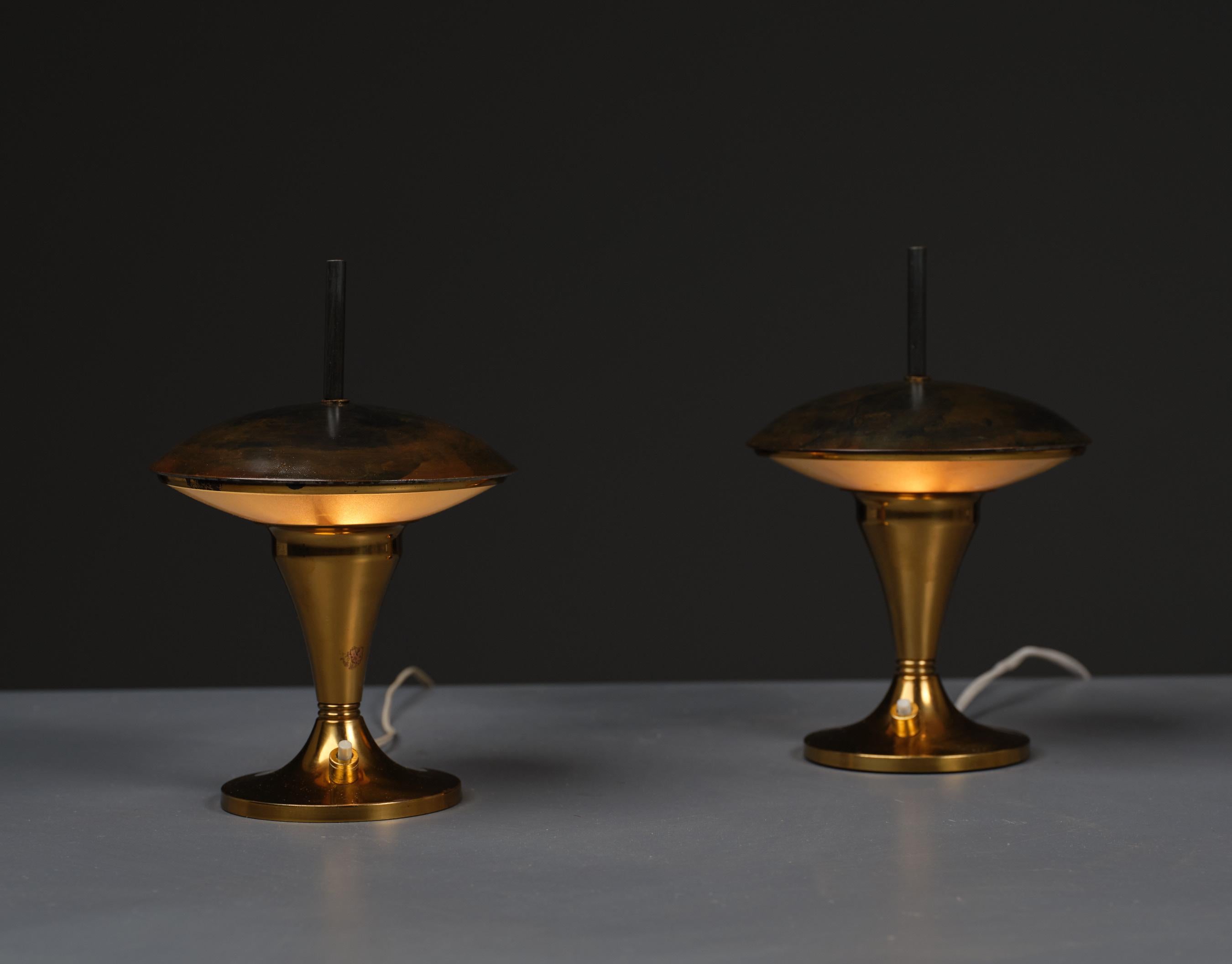 Brass Vintage Midcentury Italian Table Lamps - Retro4M Restyled For Sale