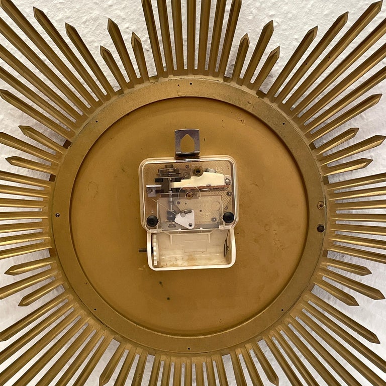 Vintage MidCentury Junghans Sunburst Starburst Brass Wall Clock AtoMat at 1stDibs