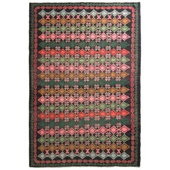 Tapis et tapis Kilim vintage mi-siècle Kilim à motifs géométriques multicolores à rayures