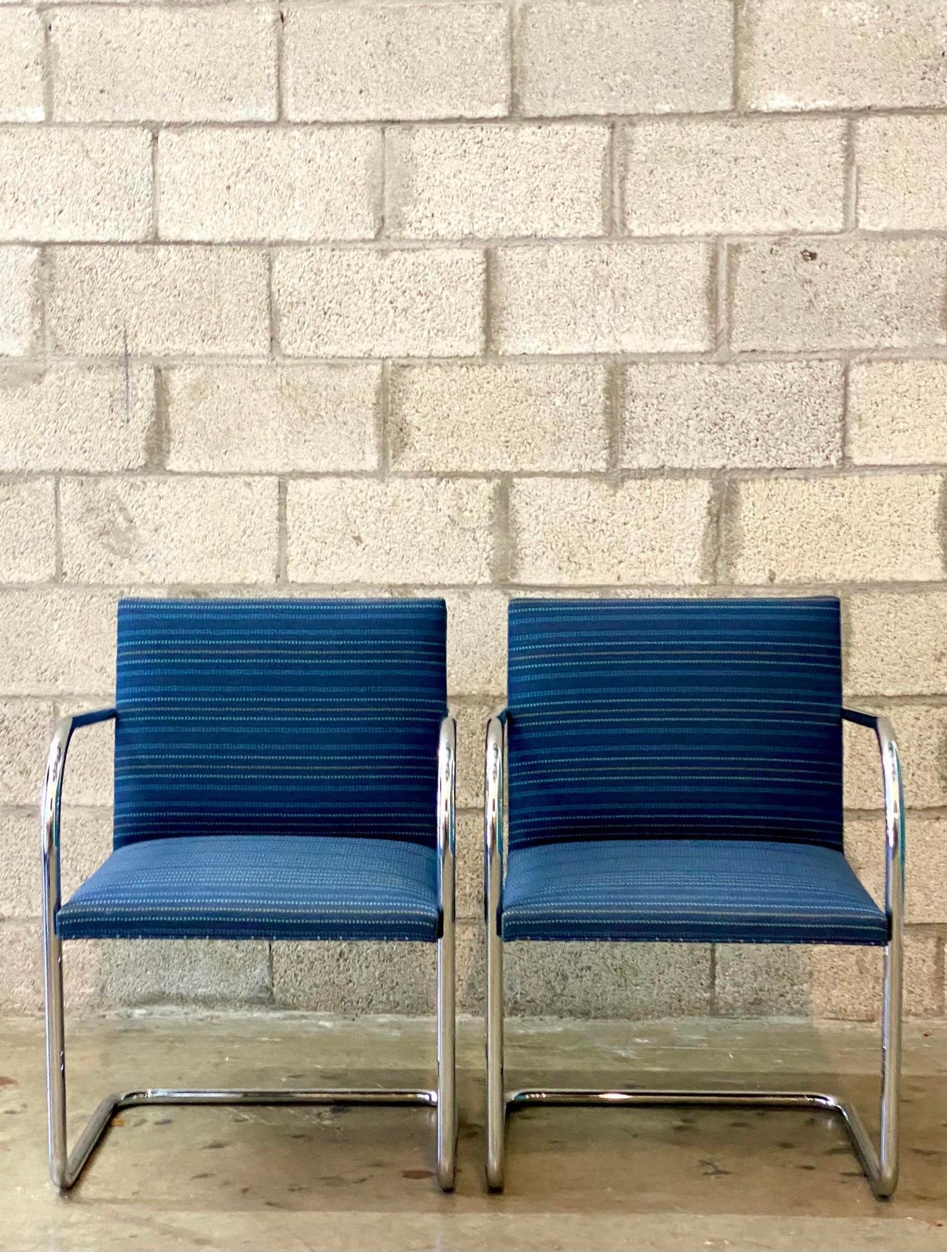 Steel Vintage Midcentury Knoll Tubular BRNO Chairs, a Pair For Sale