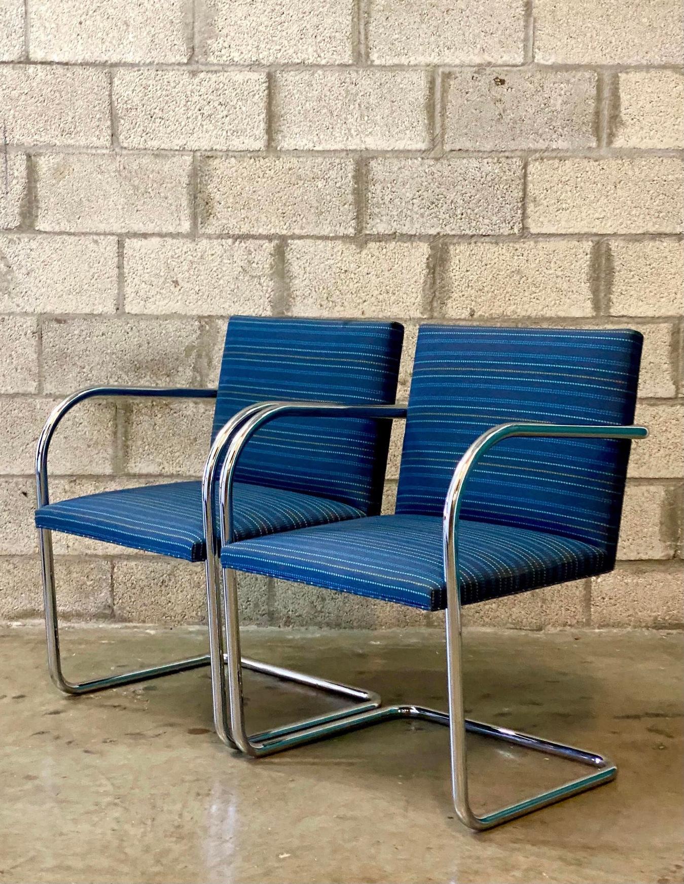 Vintage Midcentury Knoll Tubular BRNO Chairs, a Pair In Good Condition For Sale In west palm beach, FL