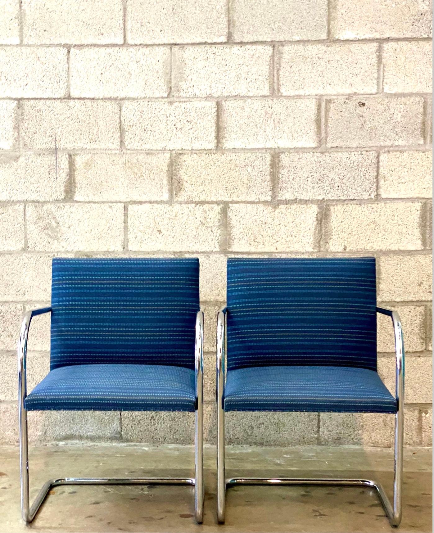 Late 20th Century Vintage Midcentury Knoll Tubular BRNO Chairs, a Pair For Sale