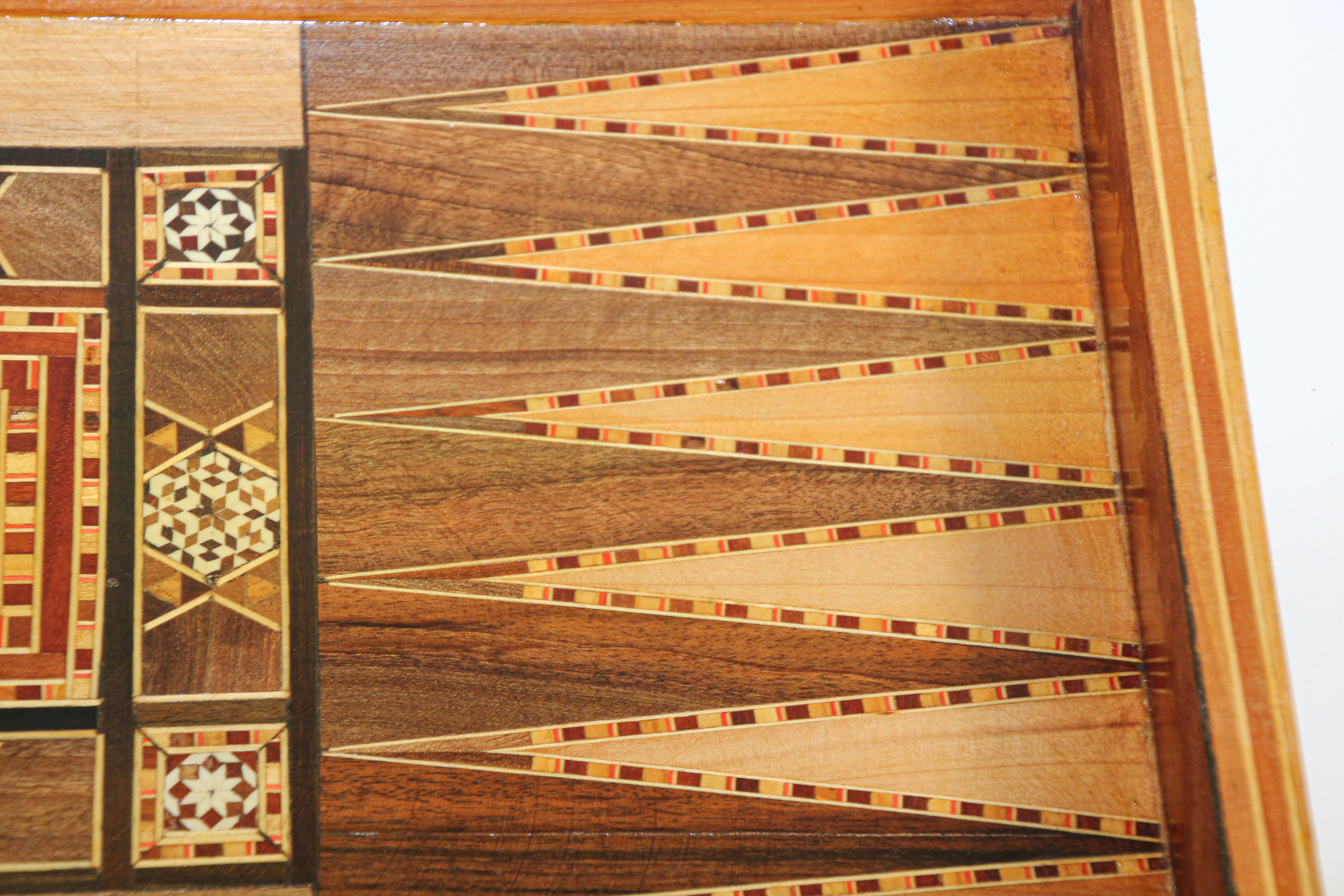 Vintage Midcentury Large Syrian Inlaid Mosaic Backgammon Game 4