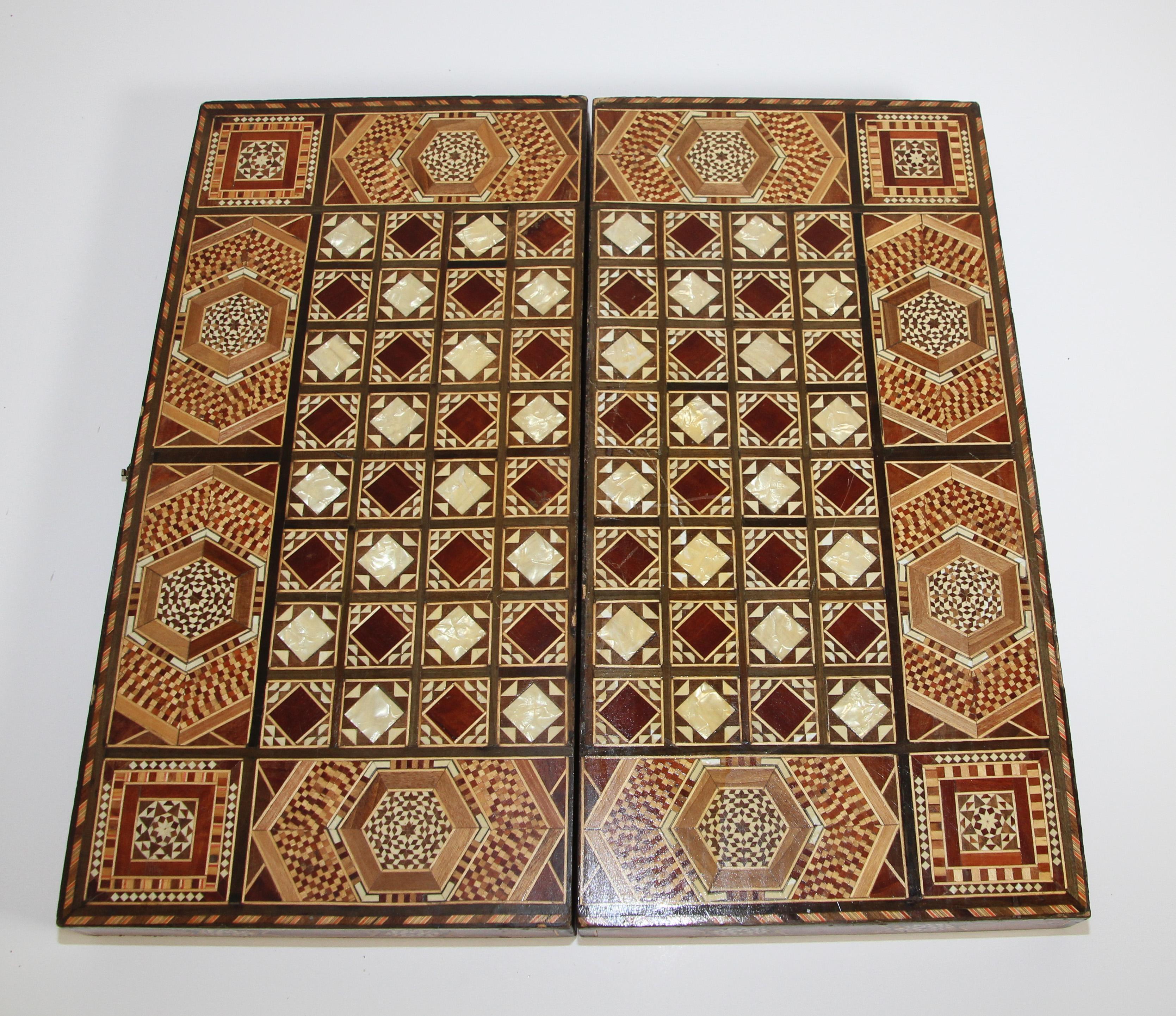 Vintage Midcentury Large Syrian Inlaid Mosaic Backgammon Game 6