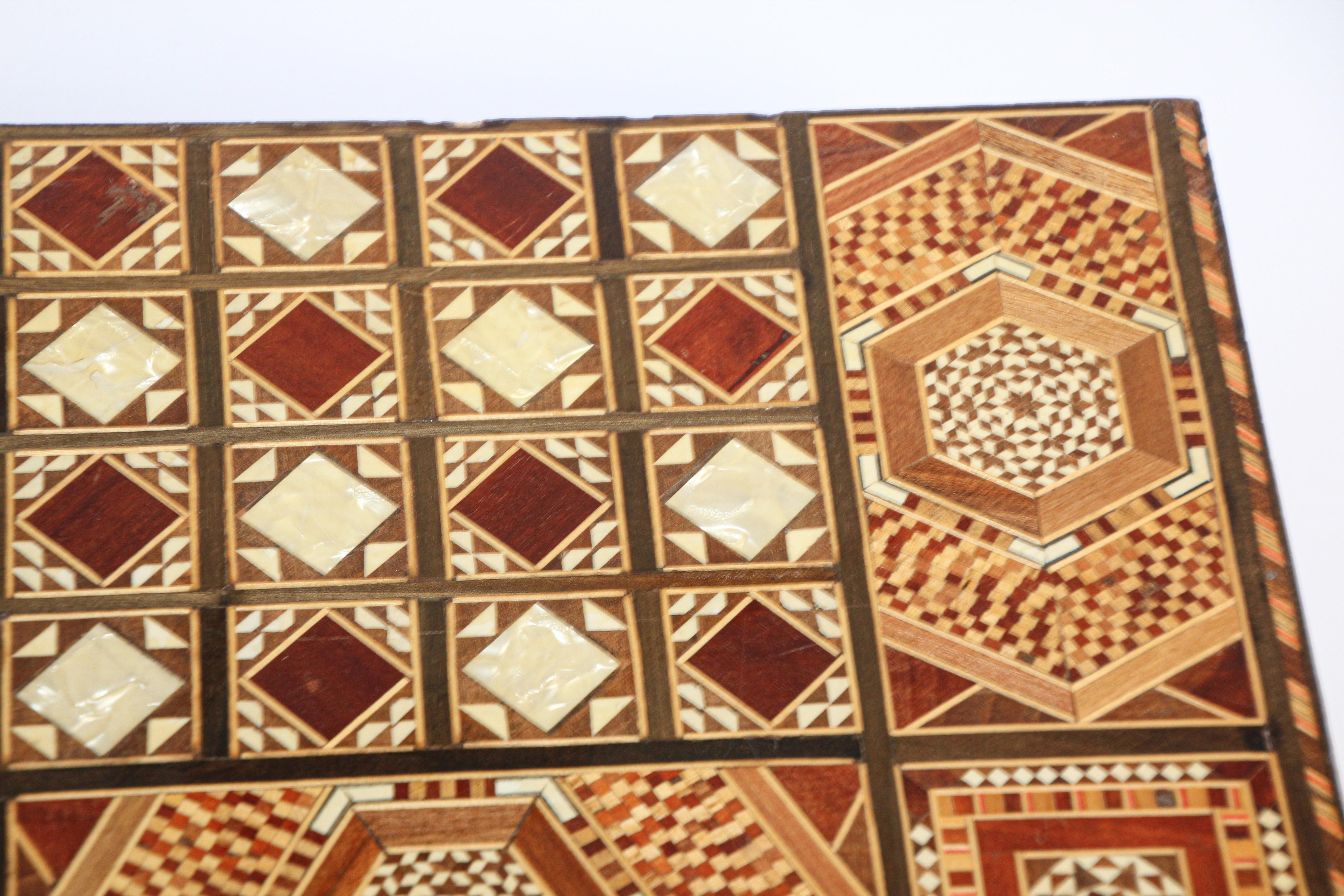 20th Century Vintage Midcentury Large Syrian Inlaid Mosaic Backgammon Game
