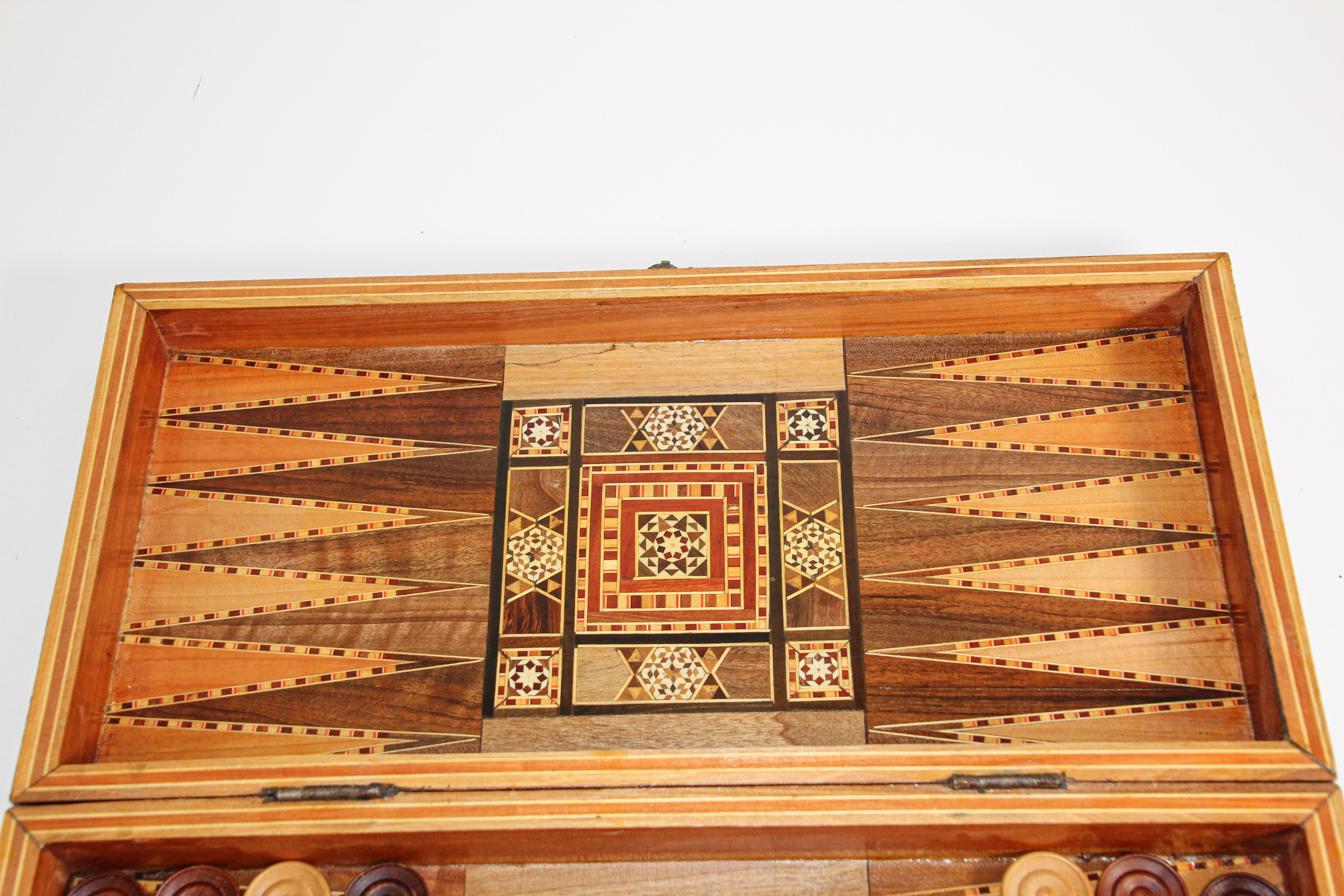 Vintage Midcentury Large Syrian Inlaid Mosaic Backgammon Game 2