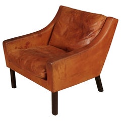 Vintage Midcentury Leather Lounge Chair from Denmark, circa 1970