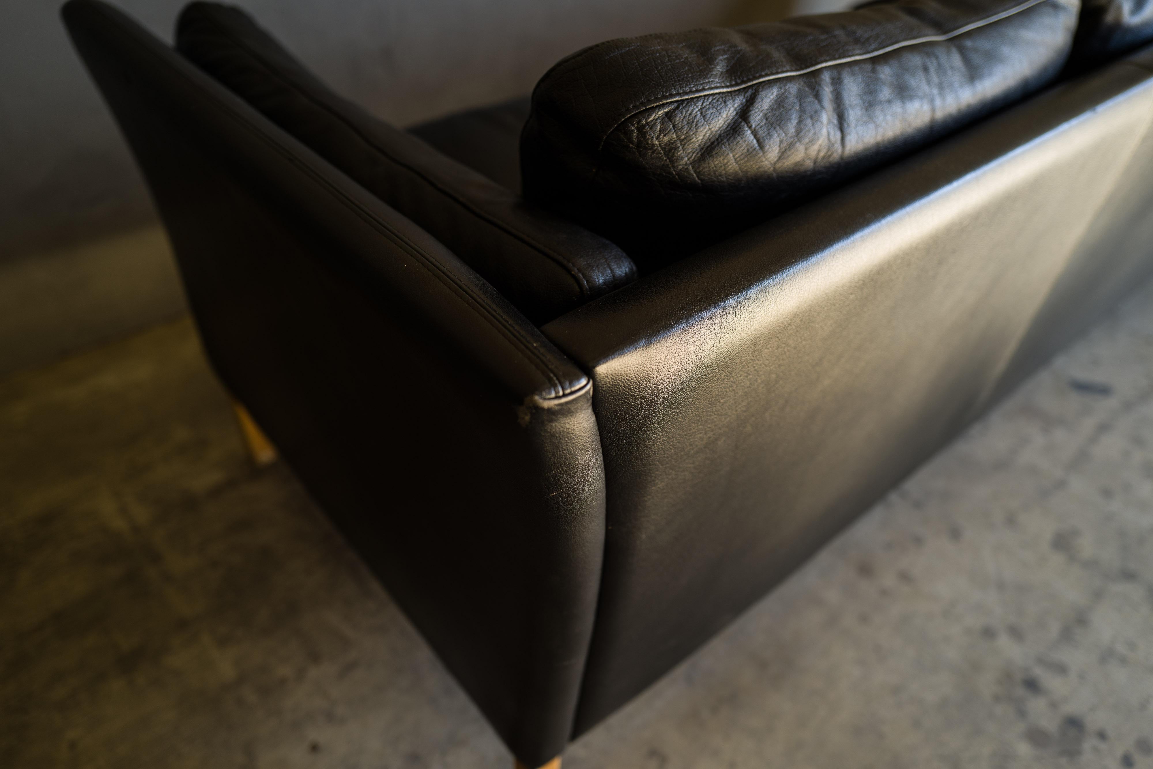 Vintage Midcentury Leather Sofa from Denmark, circa 1980 2