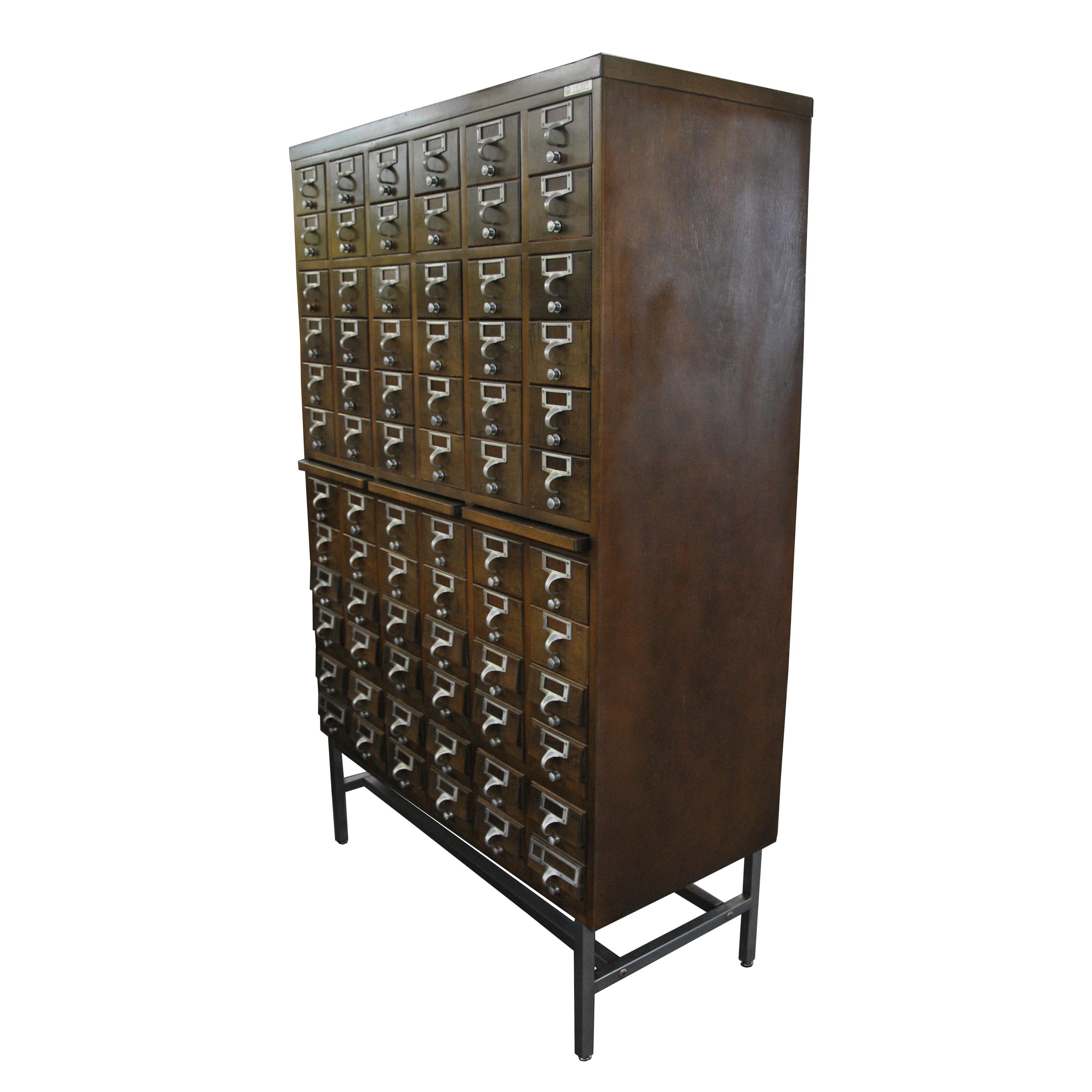 Industrial Vintage Midcentury Library Card Catalogue Cabinet 