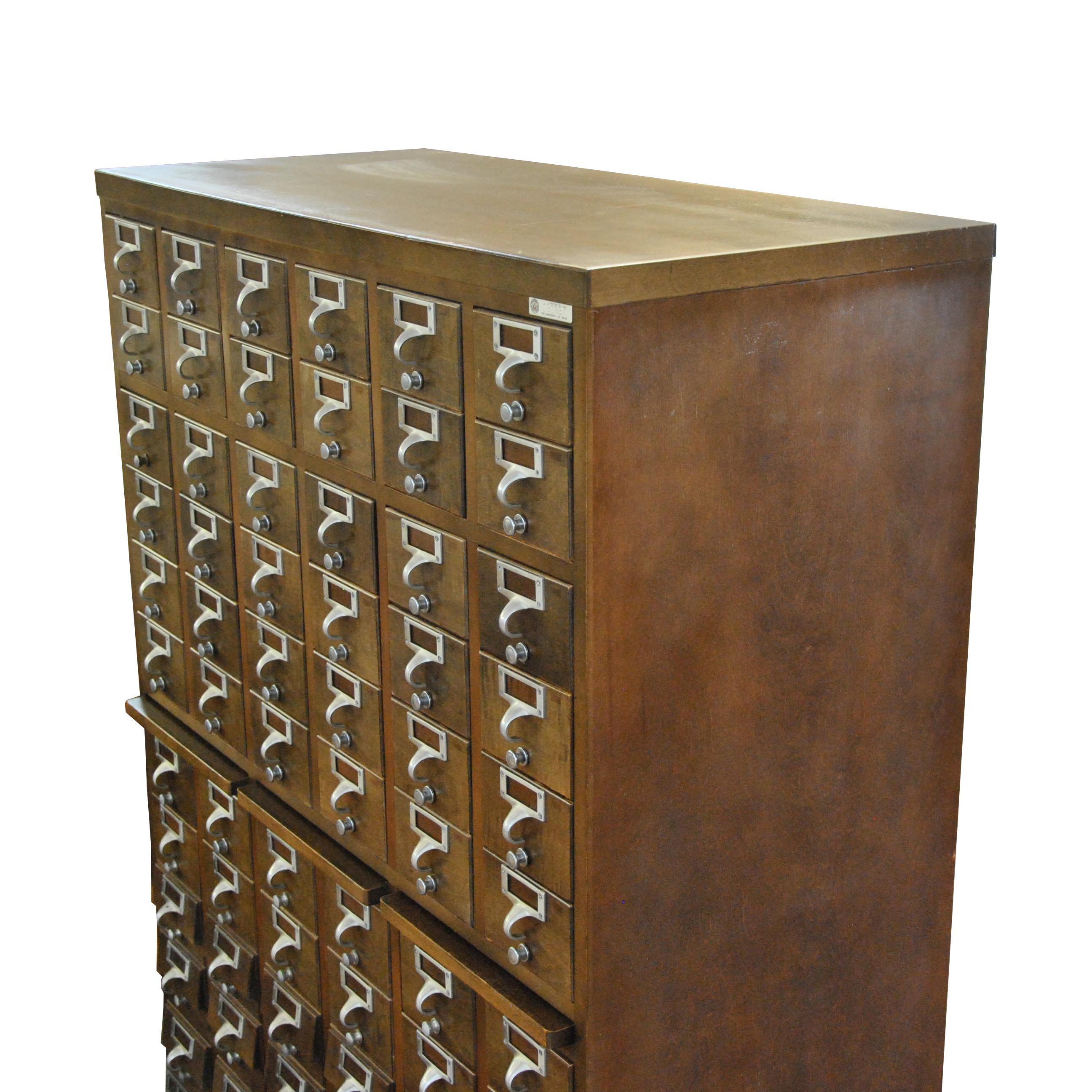 Wood Vintage Midcentury Library Card Catalogue Cabinet 