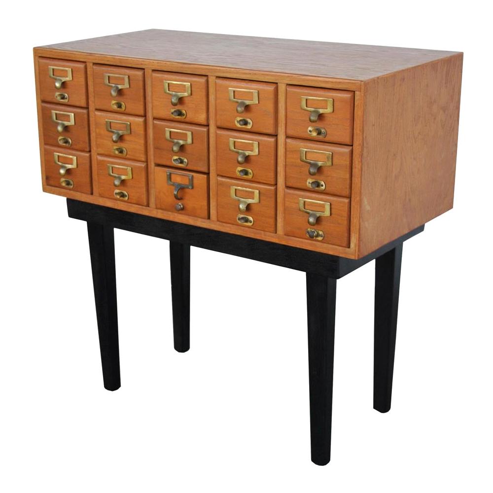 Vintage Midcentury Library Card Catalogue Console