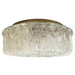 Vintage Midcentury Limburg Ice Glass Flush Mount Ceiling Light, 1960s