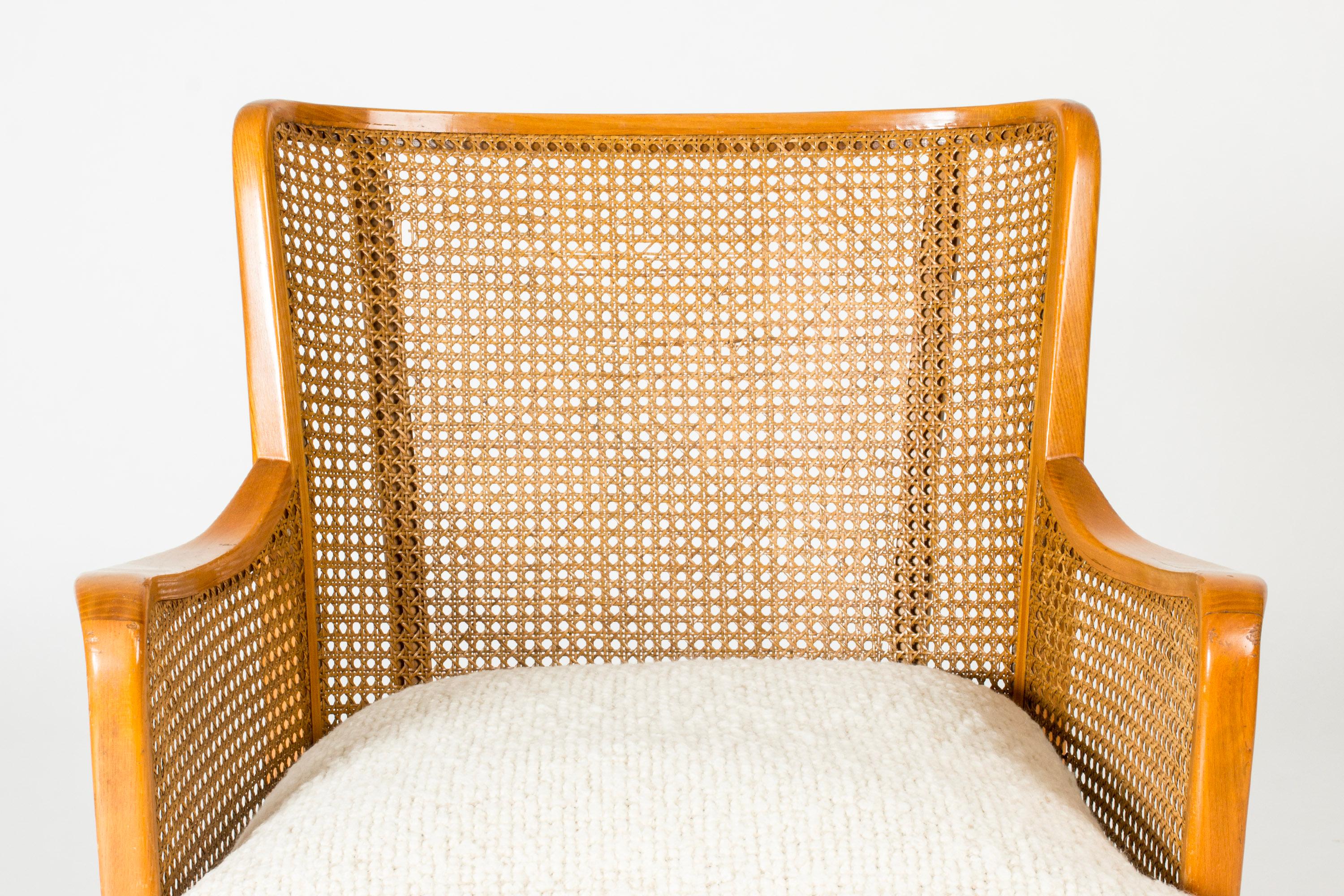 Mid-20th Century Vintage Midcentury Lounge Chair and stool, Margareta Köhler, Sweden, 1940s For Sale