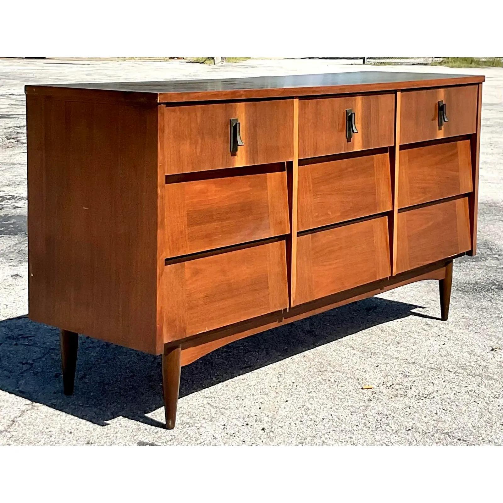 Vintage Midcentury Louvered Dresser In Good Condition For Sale In west palm beach, FL