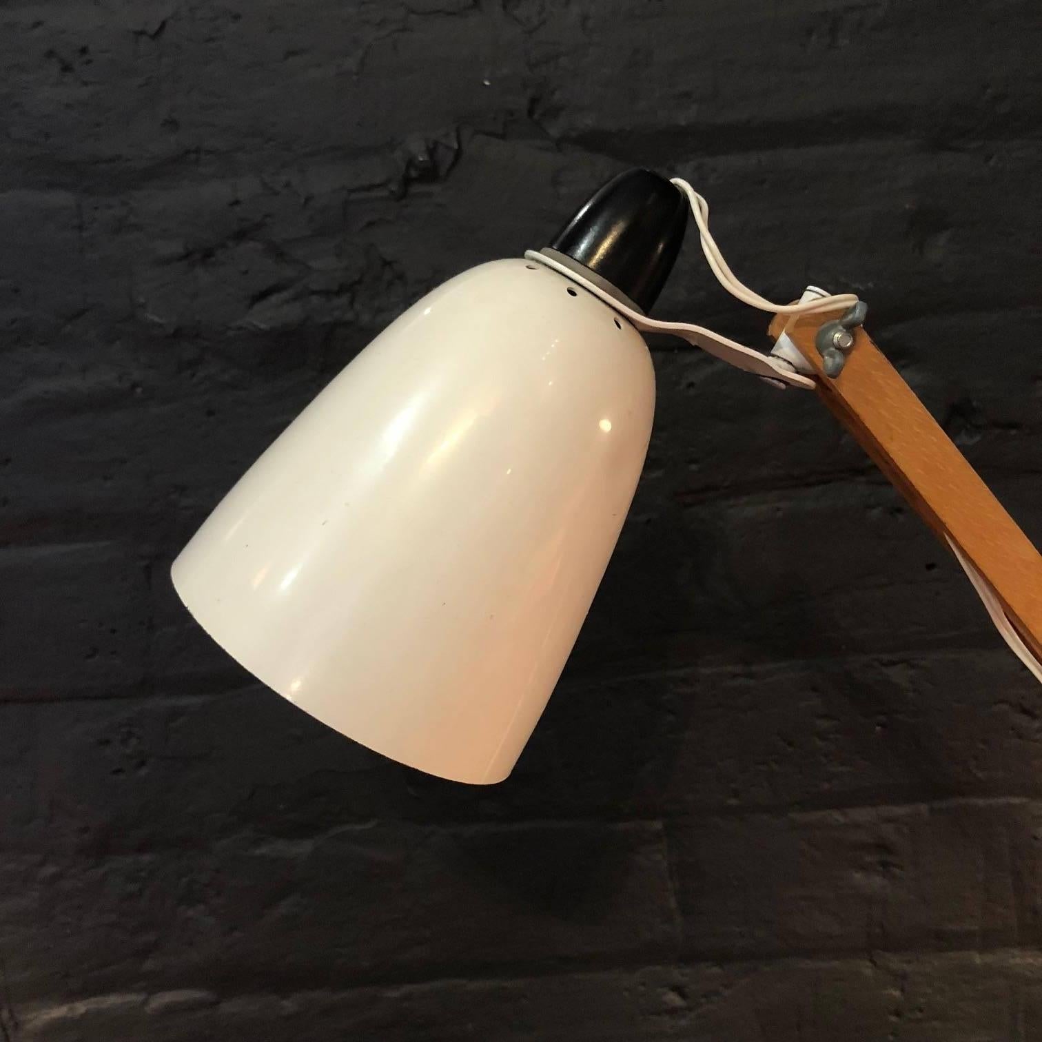 English Vintage Midcentury Maclamp Anglepoise Lamp in White Designed by Terence Conran