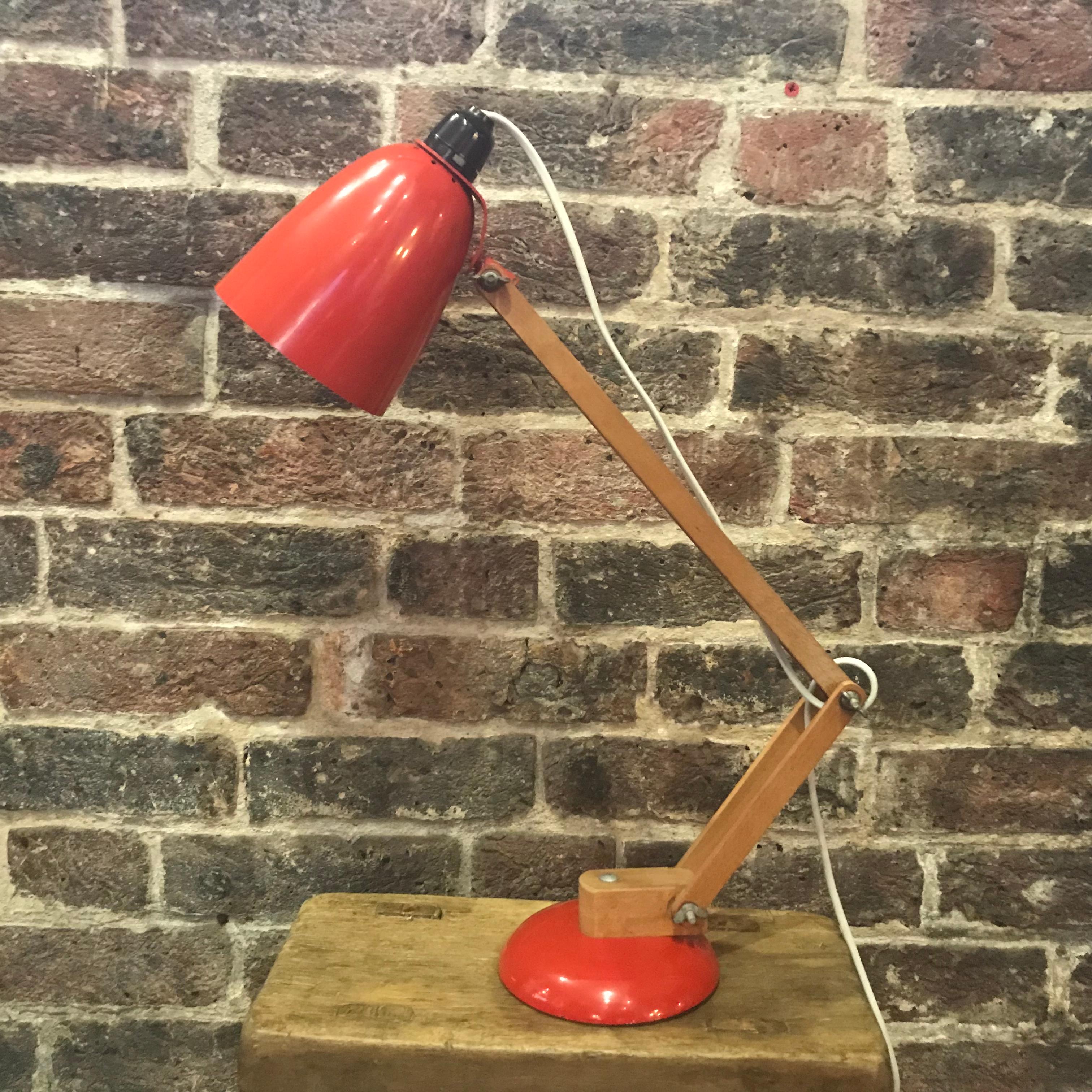 Metal Vintage Midcentury Maclamp by Terence Conran Desk Lamp in Orange For Sale