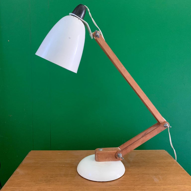Vintage Midcentury Maclamp by Terence Conran Desk Lamp in White In Good Condition For Sale In Lewes, East Sussex