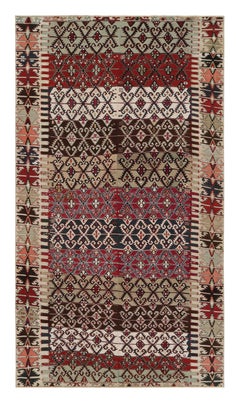 Retro Midcentury Malatya Geometric Burgundy Red Wool Kilim Rug by Rug & Kilim