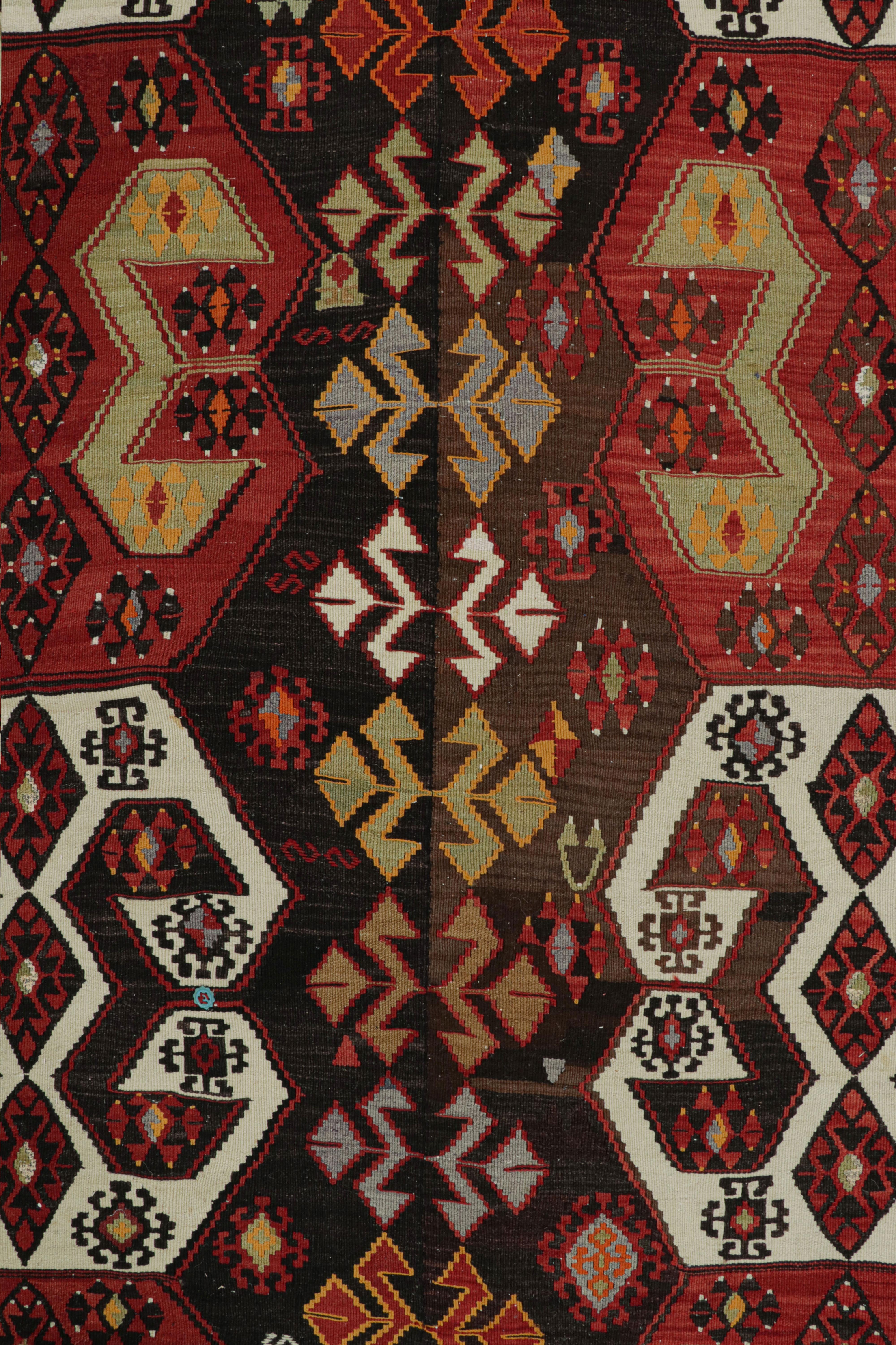 Turkish Vintage Midcentury Malatya Red and Off-White Wool Kilim Rug by Rug & Kilim For Sale