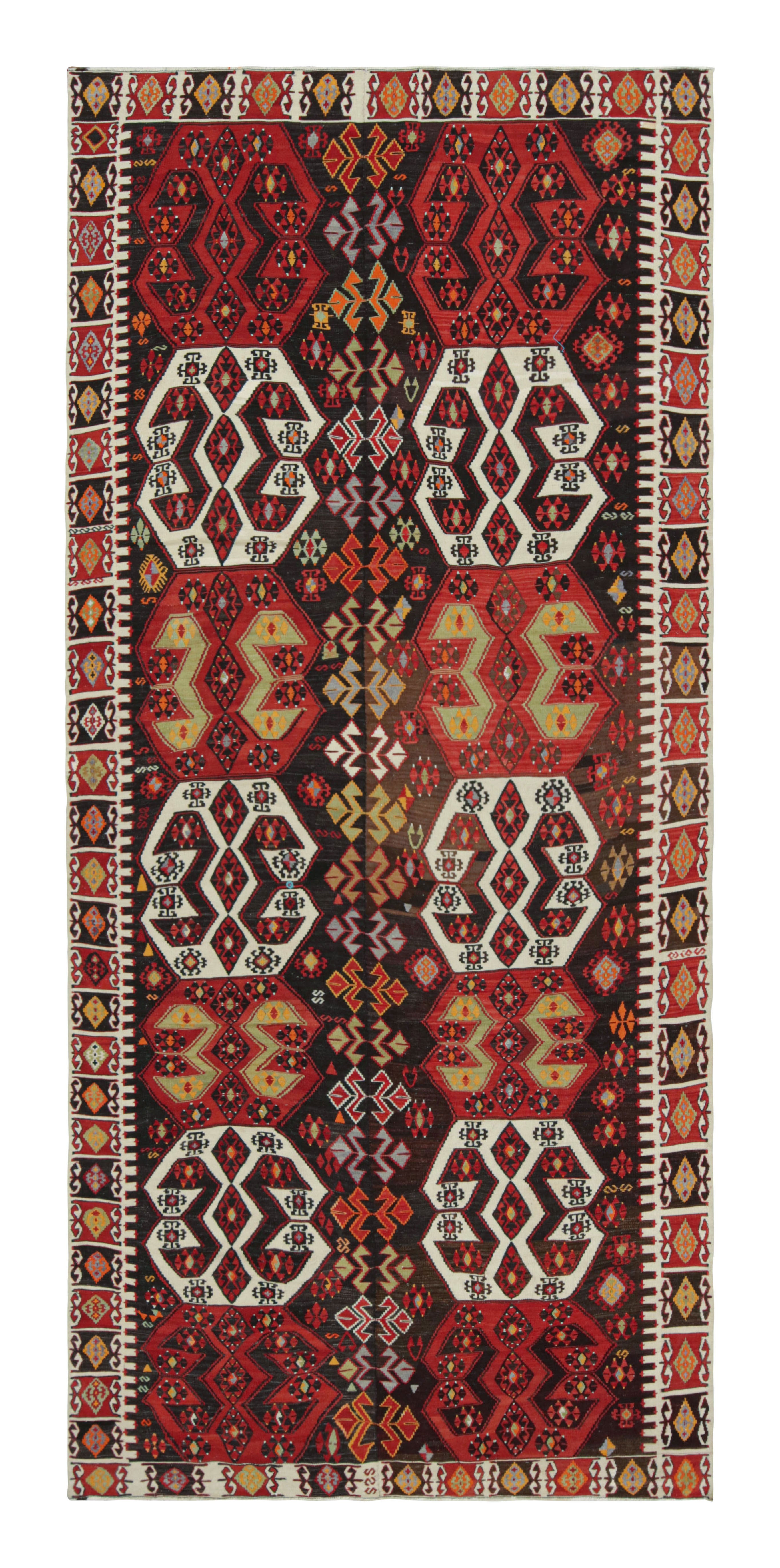 Vintage Midcentury Malatya Red and Off-White Wool Kilim Rug by Rug & Kilim
