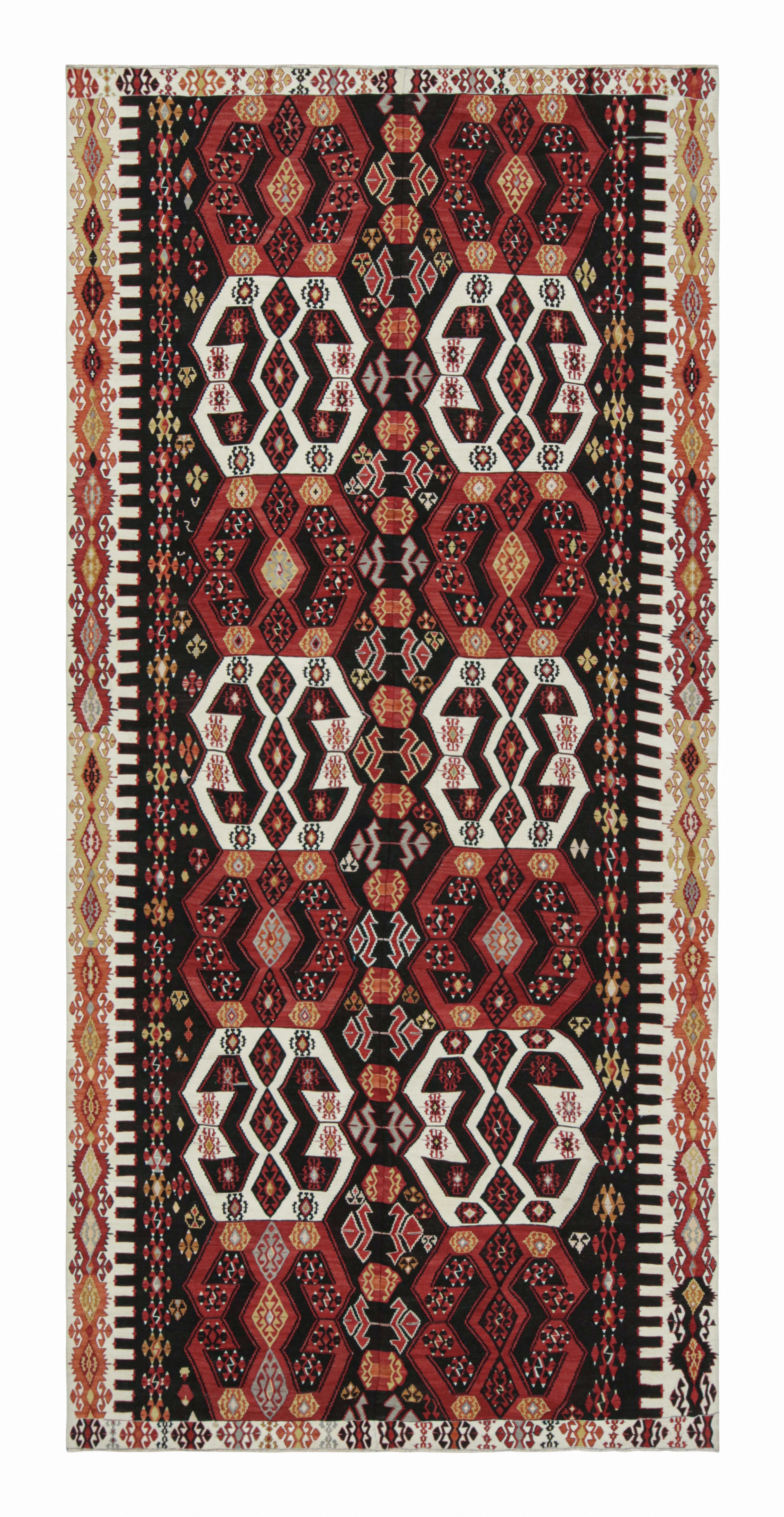 Vintage Midcentury Malatya Red and Off-White Wool Kilim Rug by Rug & Kilim For Sale