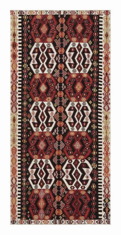 Malatya, roter und cremefarbener Woll-Kelim-Teppich von Teppich & Kelim aus der Mitte des Jahrhunderts