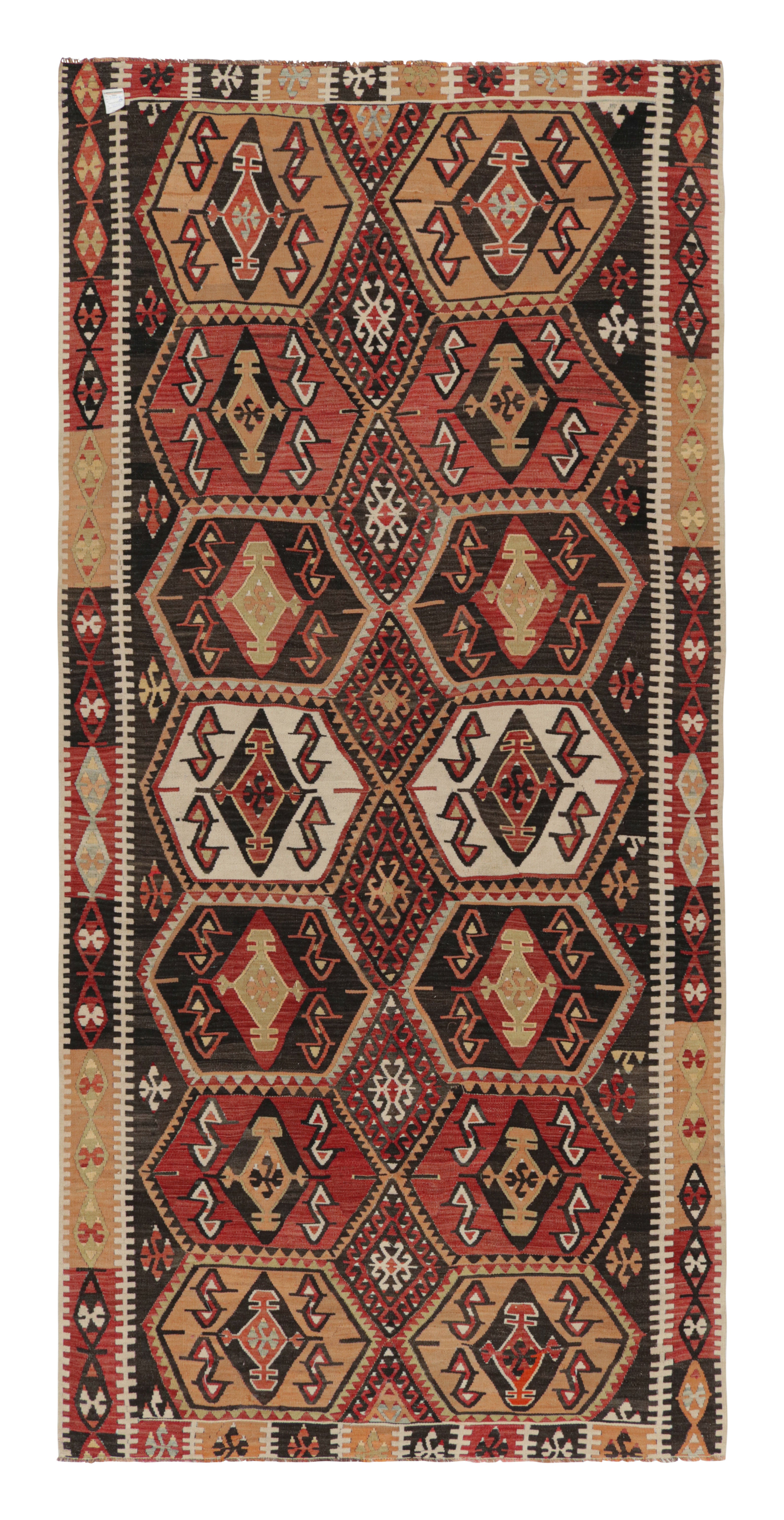 Vintage Midcentury Malatya Red and Off-White Wool Kilim Rug by Rug & Kilim For Sale