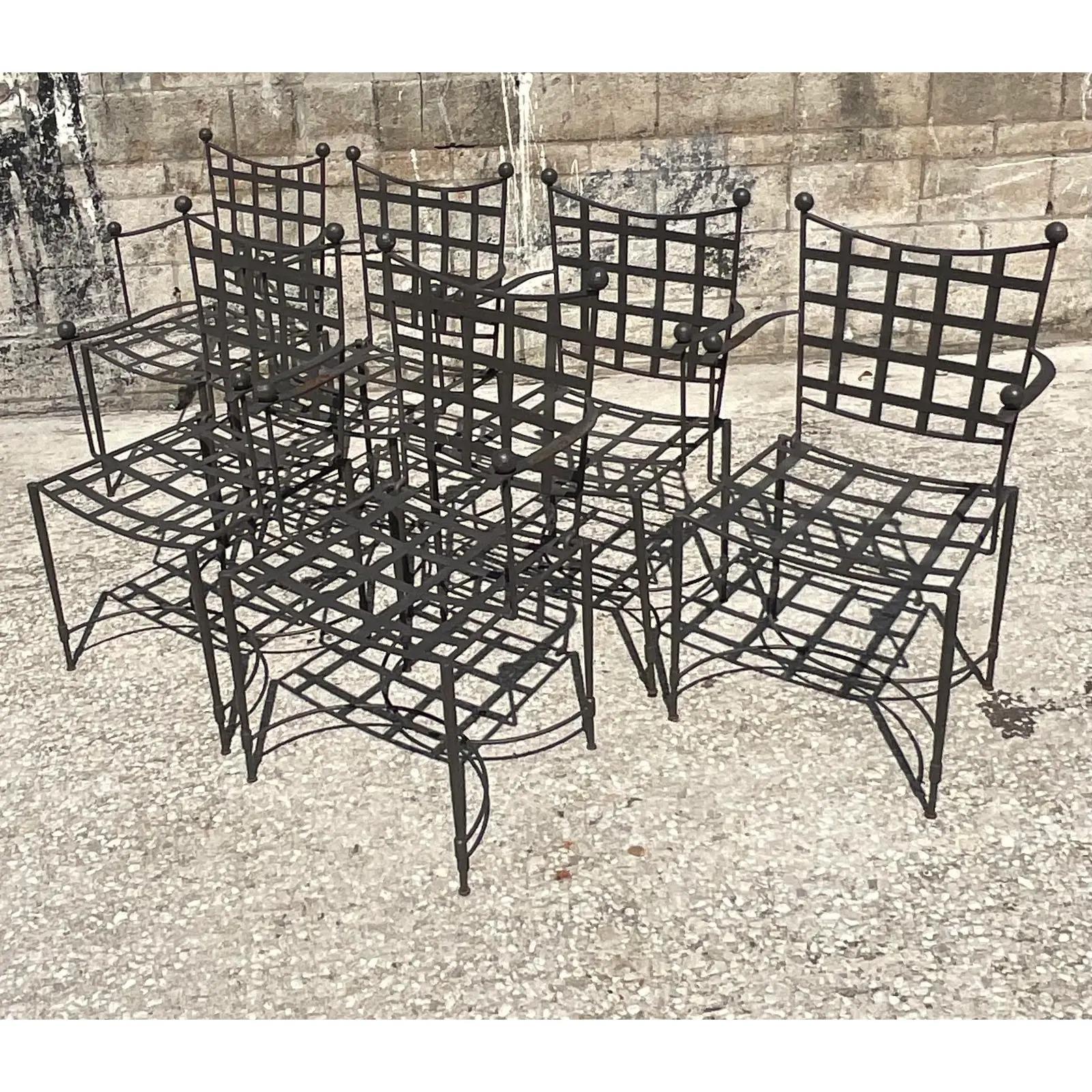 Vintage Mid-Century Mario Papparzini for Salterini Wrought Iron Dining Chairs, 6 5