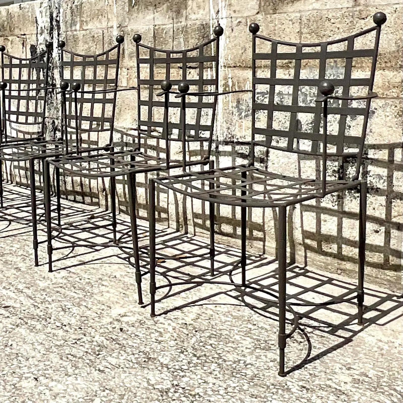 Vintage Mid-Century Mario Papparzini for Salterini Wrought Iron Dining Chairs, 6 6