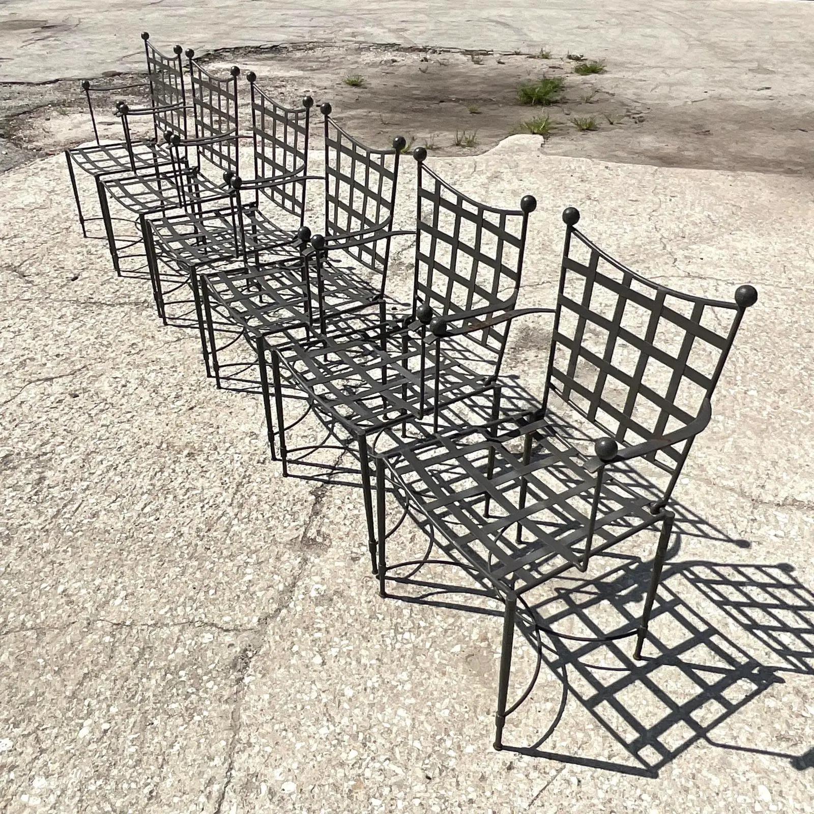 Vintage Mid-Century Mario Papparzini for Salterini Wrought Iron Dining Chairs, 6 7