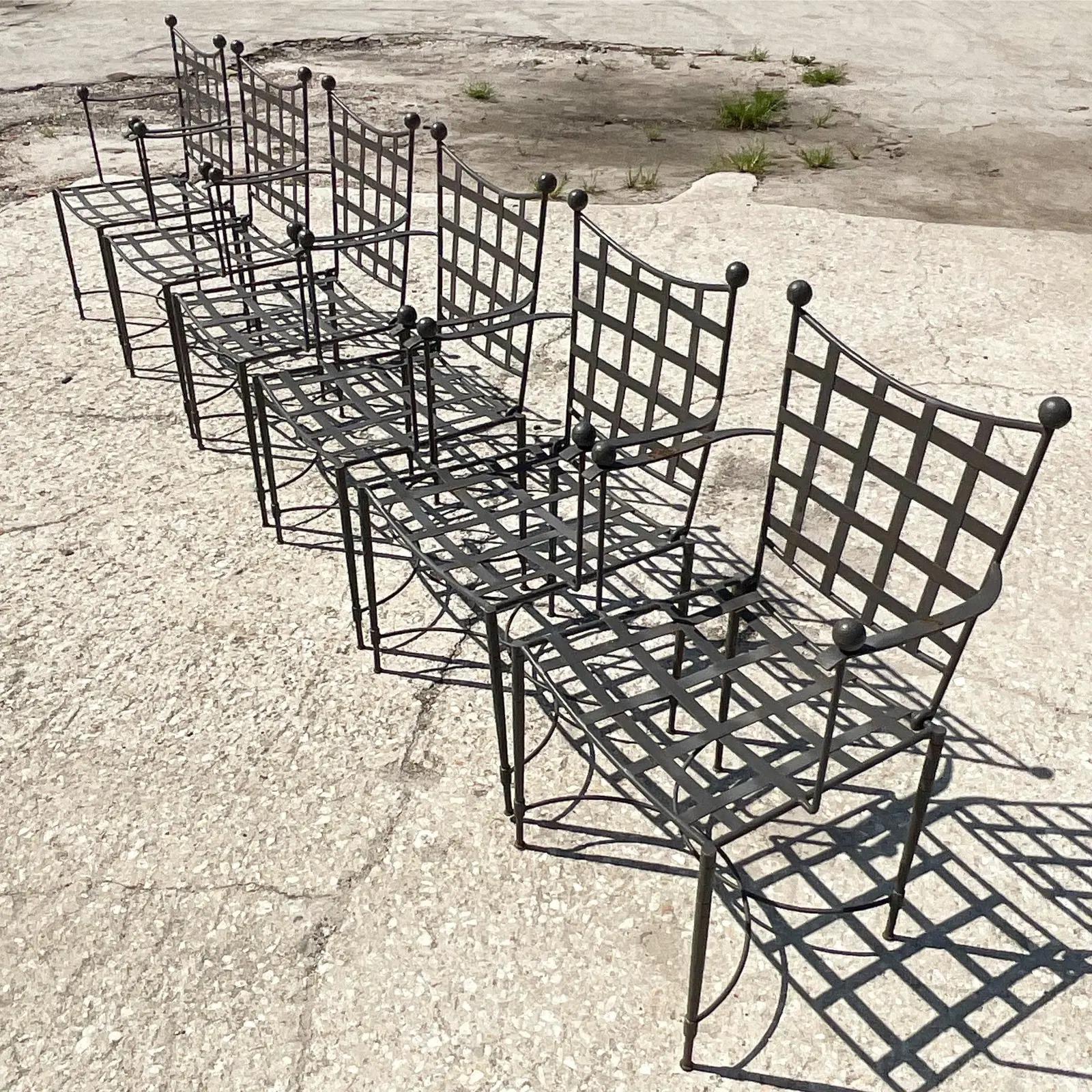 20th Century Vintage Mid-Century Mario Papparzini for Salterini Wrought Iron Dining Chairs, 6