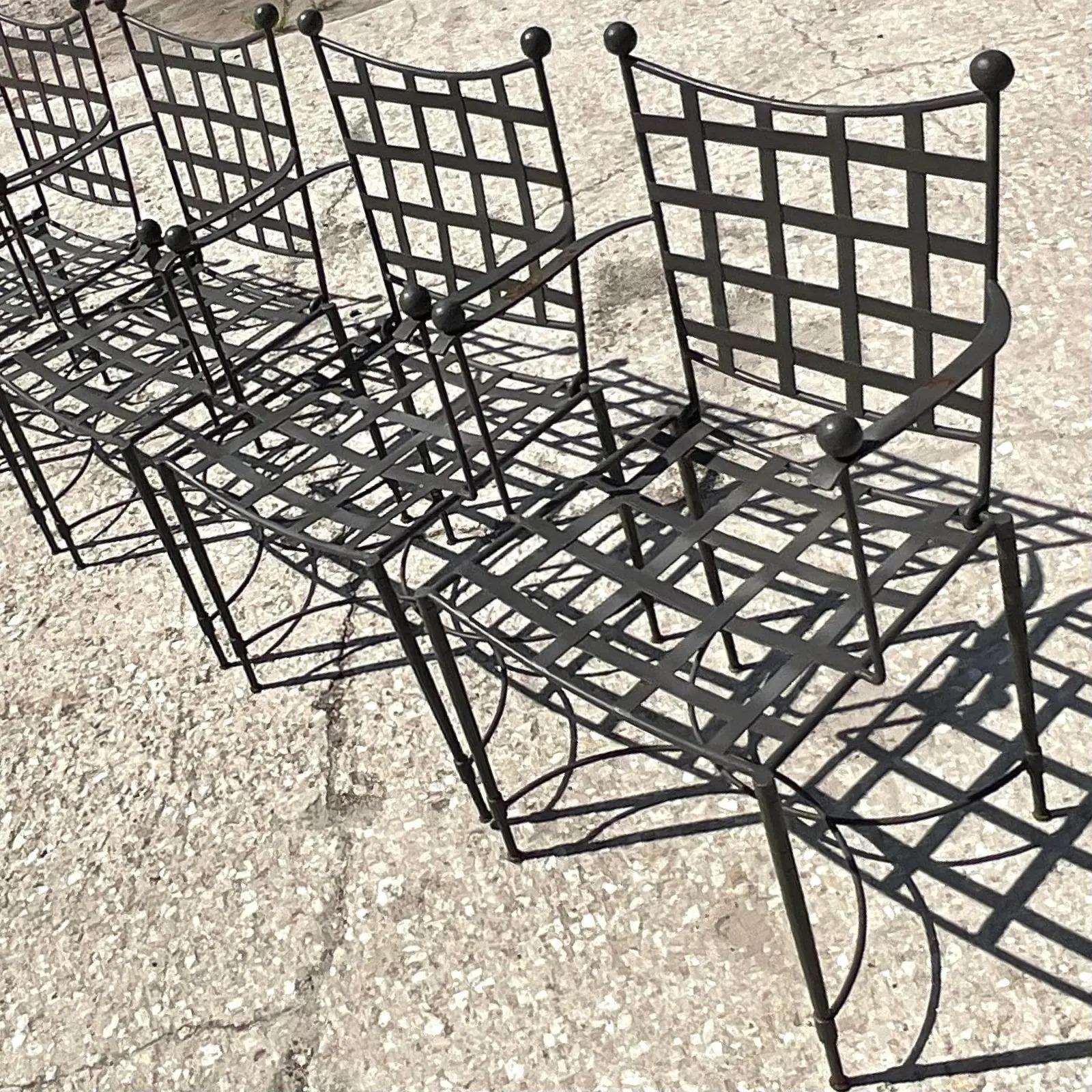 Vintage Mid-Century Mario Papparzini for Salterini Wrought Iron Dining Chairs, 6 1