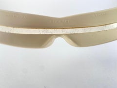 Vintage Midcentury Mask Wrap Around Beige Frame Italy Made Sunglasses
