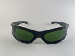 Vintage Midcentury Mask Wrap Around Black Frame Italy Made Sunglasses