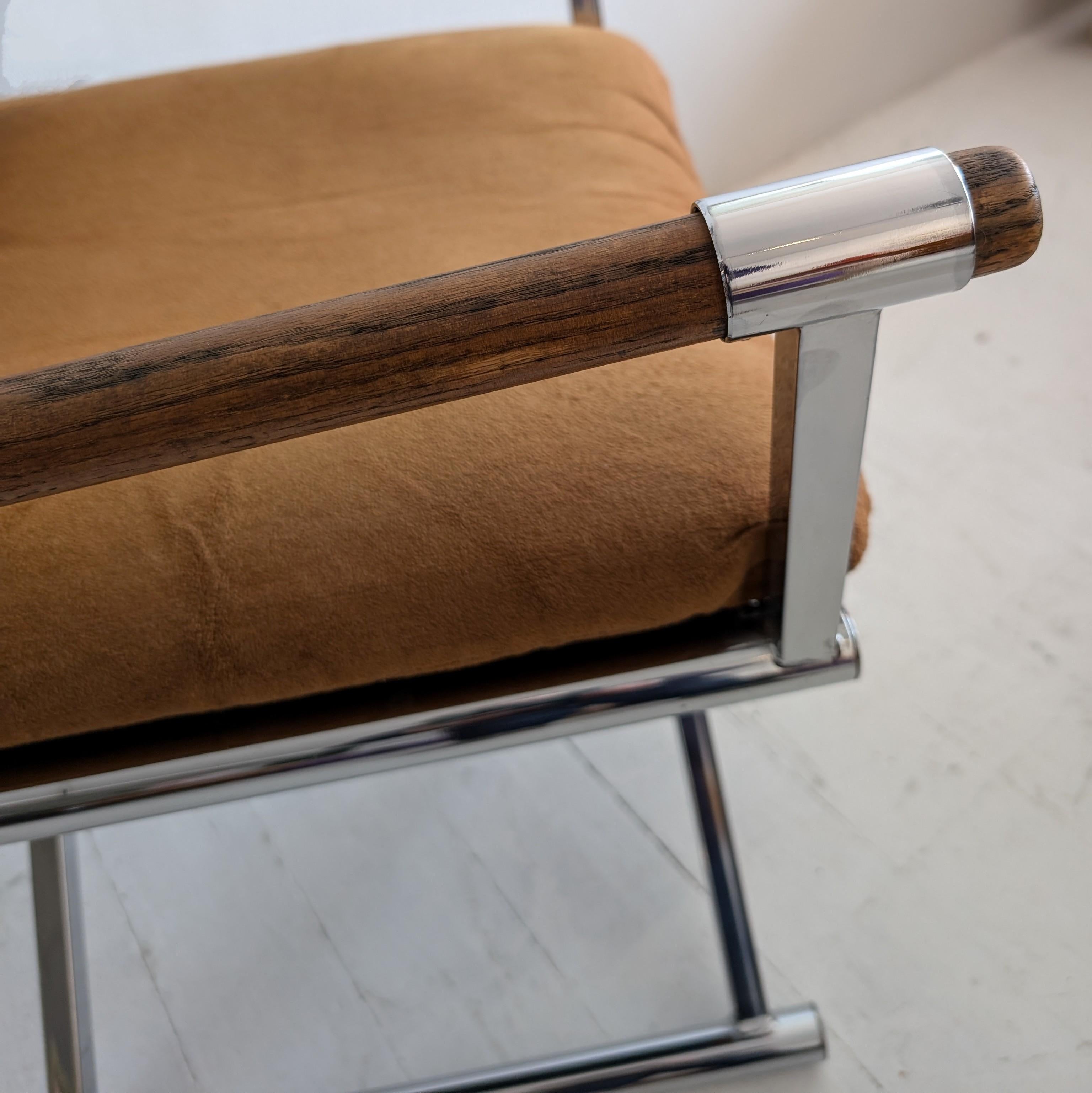 Vintage midcentury Milo Baughman-style chrome/oak director's chairs, 2 available 7