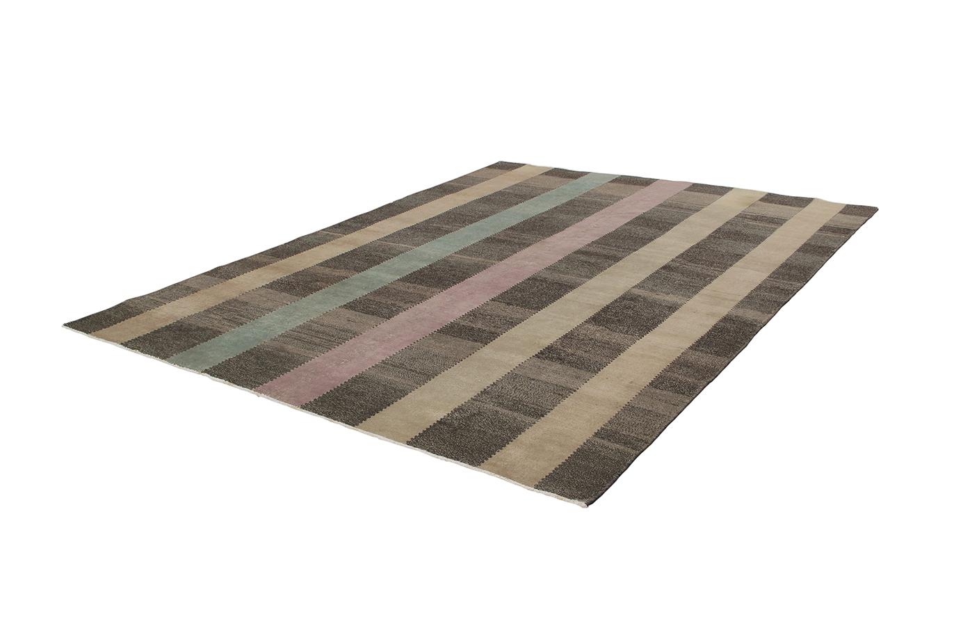 Mid-Century Modern Vintage Midcentury Minimalist Flat-Weave Rug For Sale