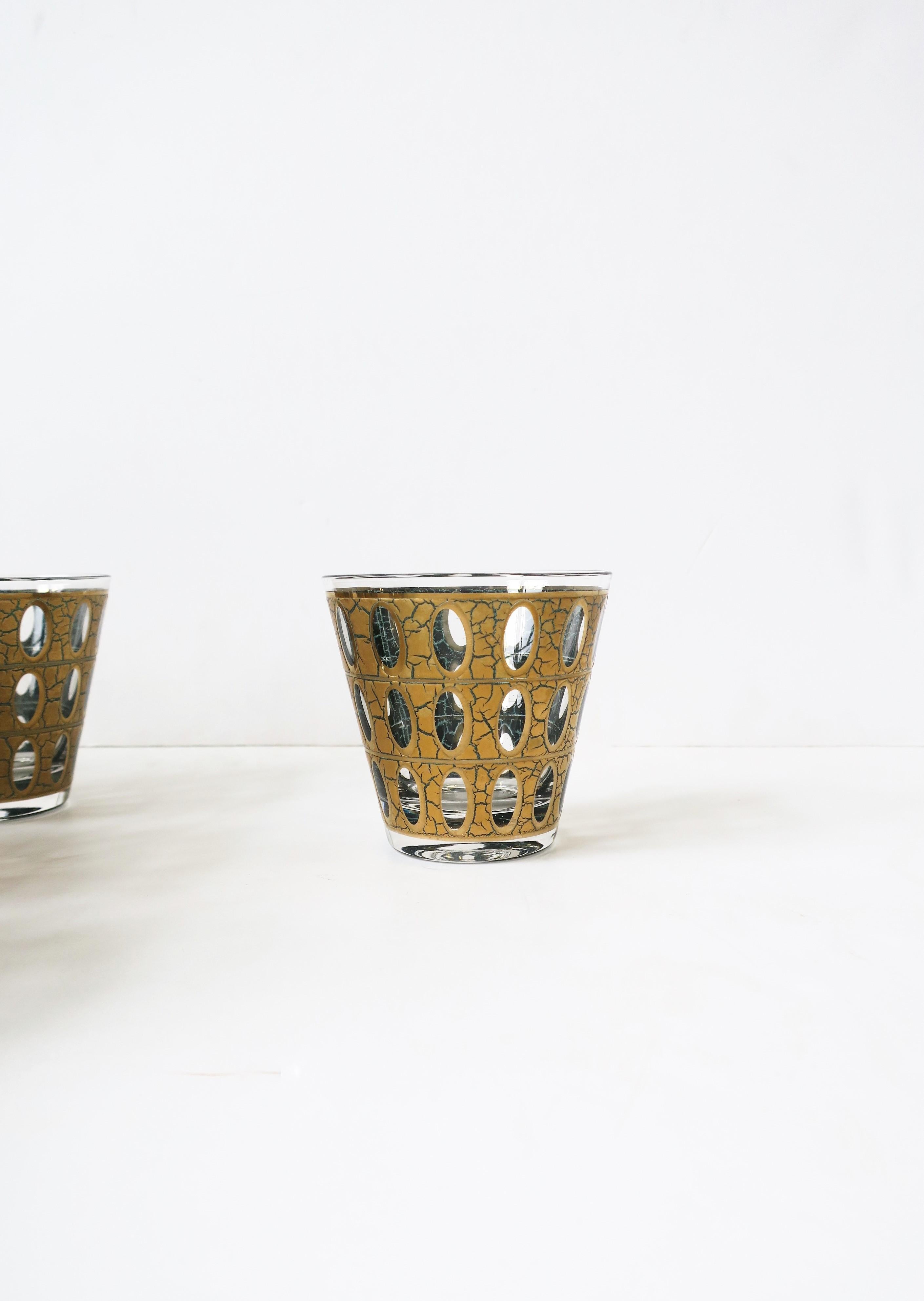 Gold Cocktail Rocks' Glasses Midcentury Modern By Culver, Set of 8 In Good Condition In New York, NY