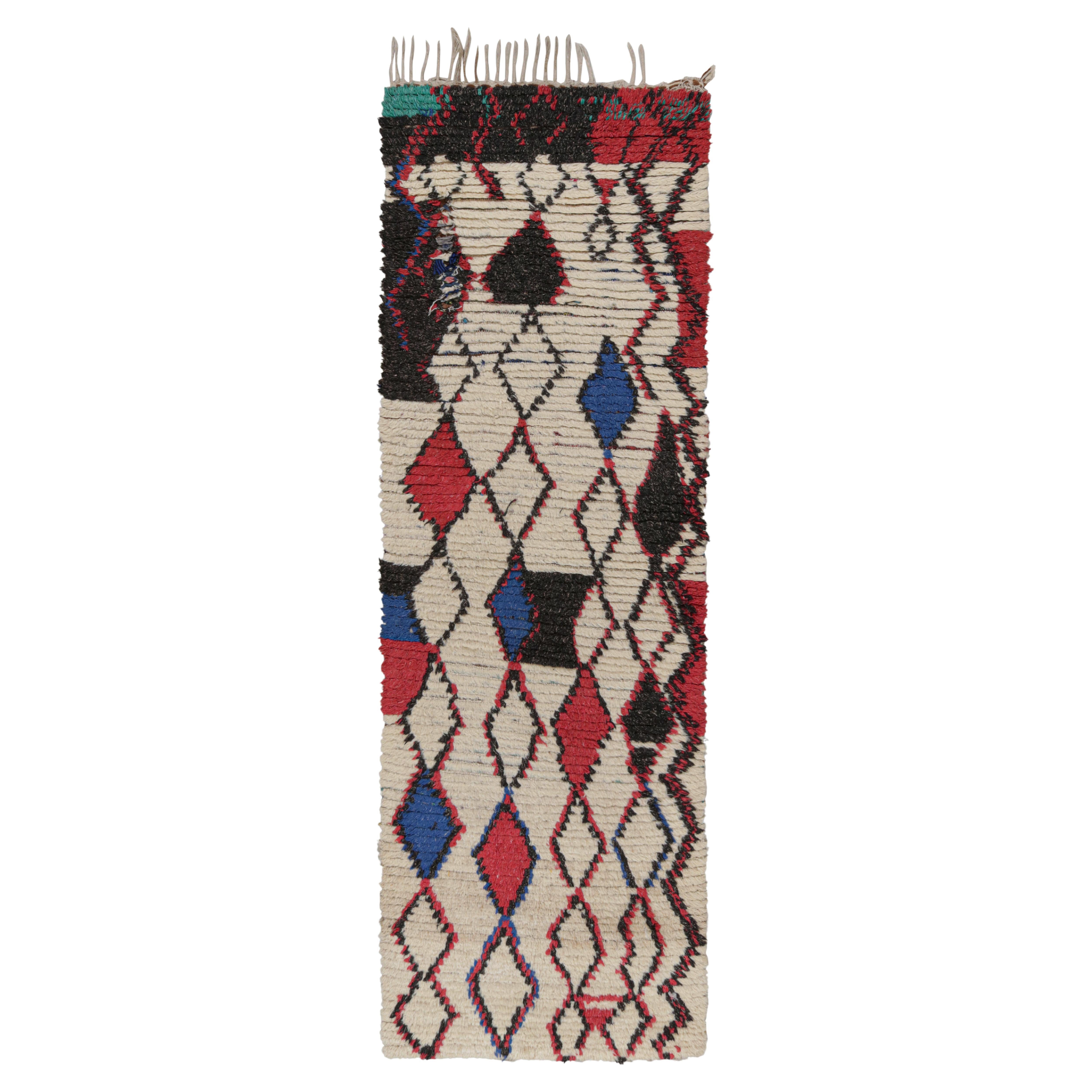 Vintage Midcentury Moroccan Beige Red and Blue Wool Rug by Rug & Kilim