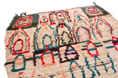Vintage Midcentury Moroccan Berber Beige and Red Wool Rug