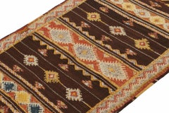 Vintage Moroccan Kilim rug in Brown with Geometric Patterns