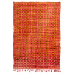 Vintage Midcentury Moroccan Pink and Gold Wool Rug
