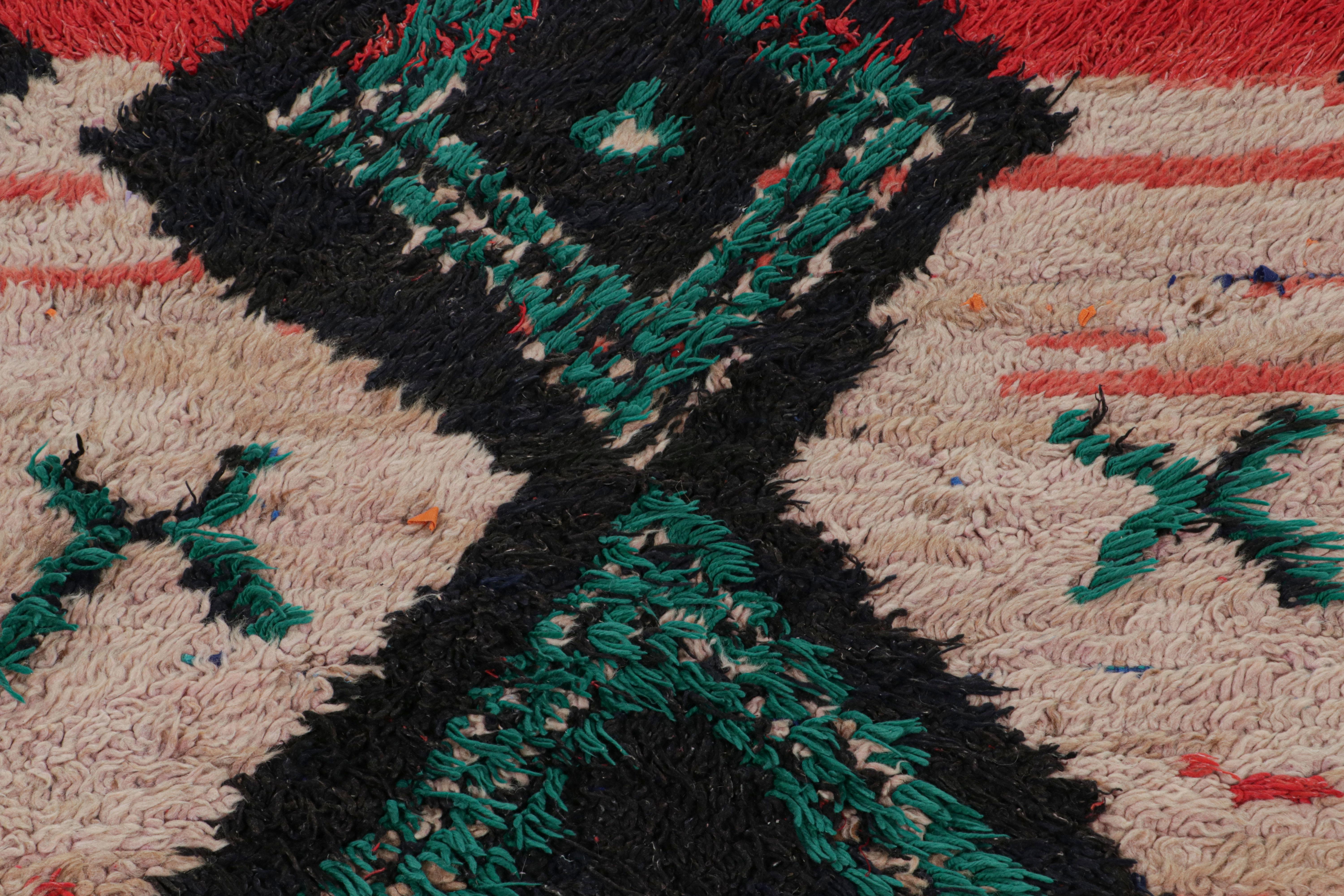 Mid-20th Century Vintage Midcentury Moroccan Transitional Red and Black Wool Rug For Sale